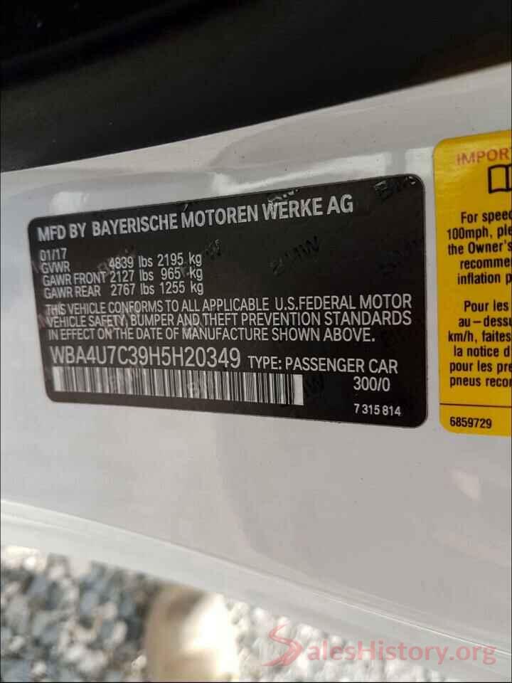 WBA4U7C39H5H20349 2017 BMW 4 SERIES