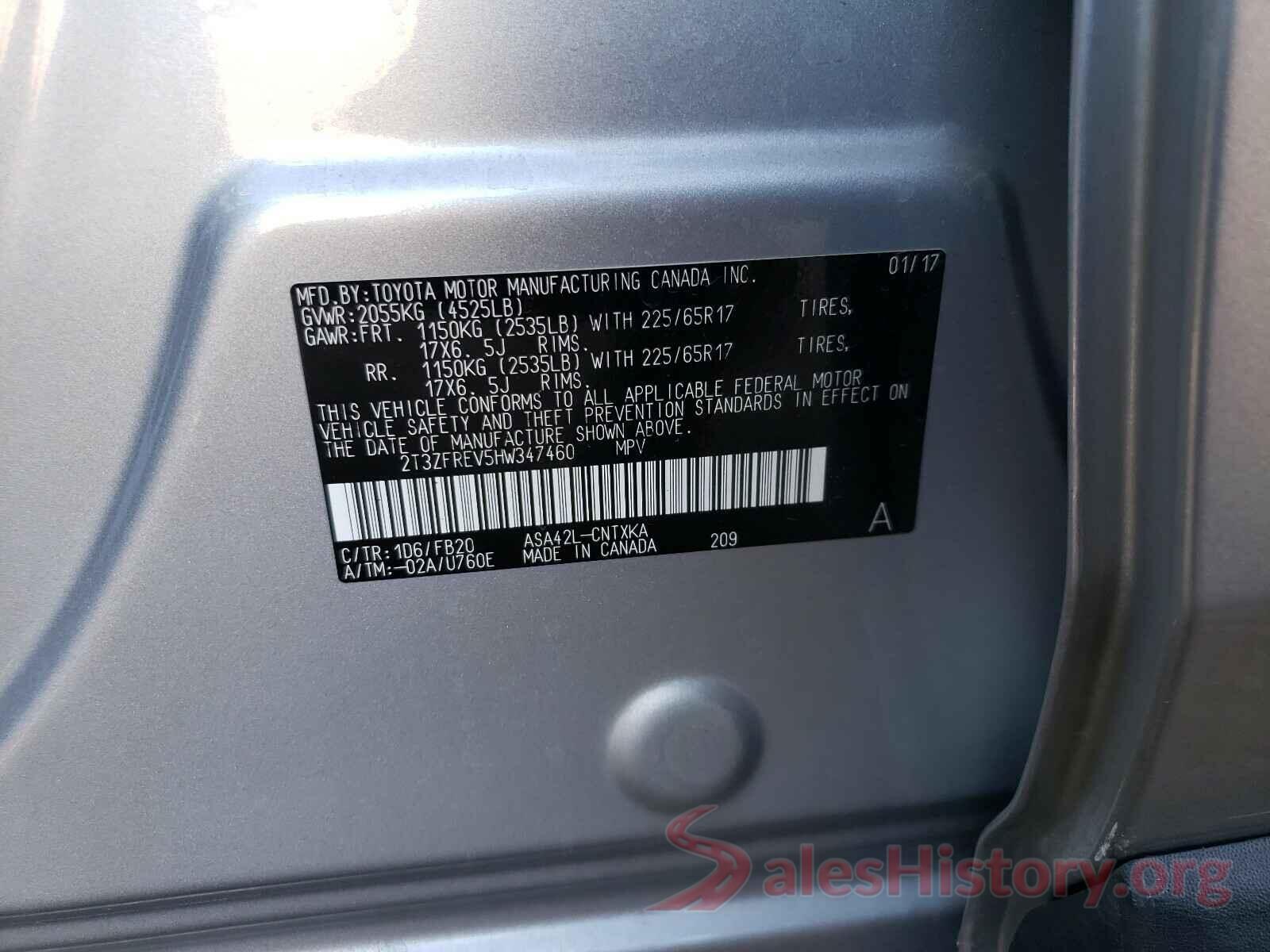 2T3ZFREV5HW347460 2017 TOYOTA RAV4