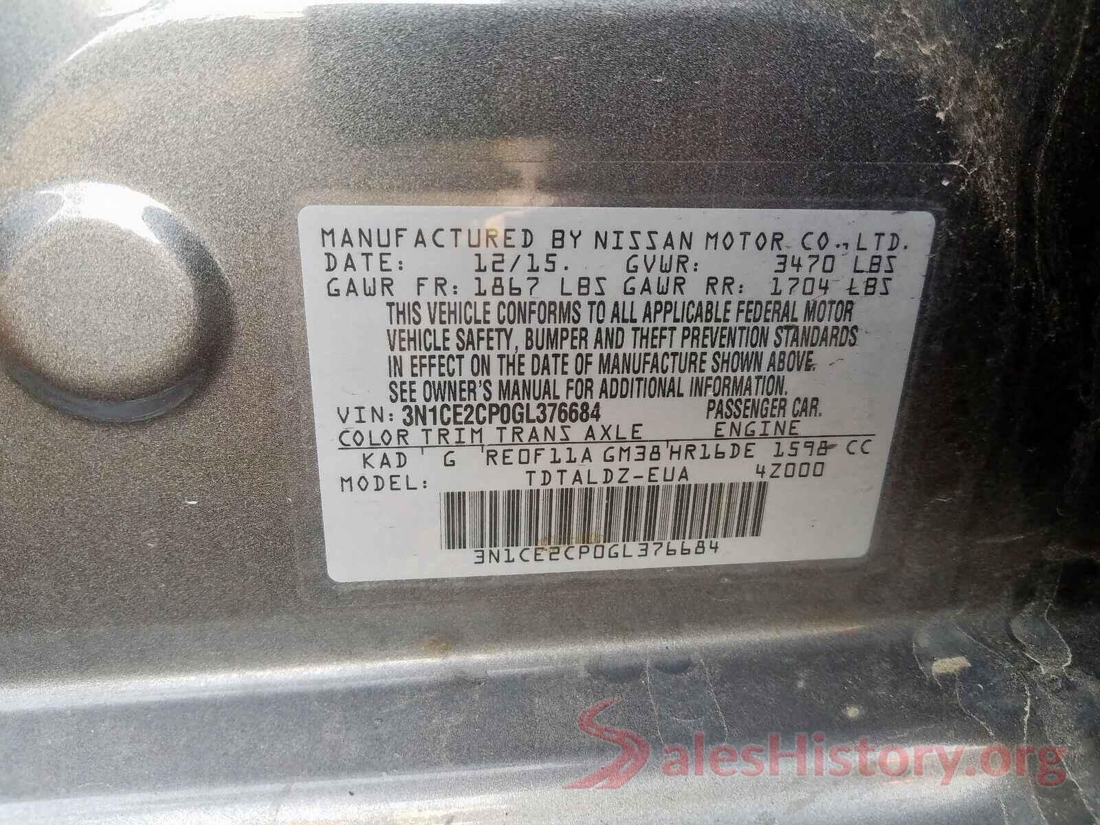 3N1CE2CP0GL376684 2016 NISSAN VERSA