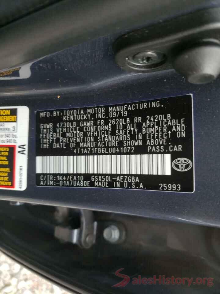 4T1AZ1FB6LU041072 2020 TOYOTA AVALON