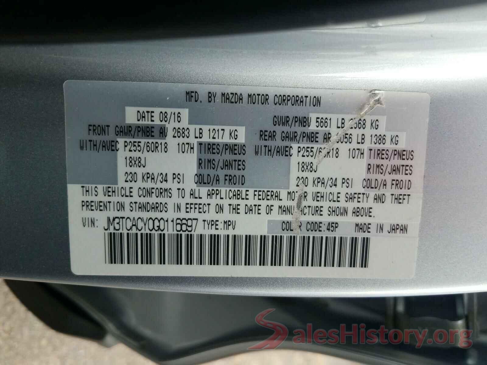 JM3TCACY0G0116697 2016 MAZDA CX-9