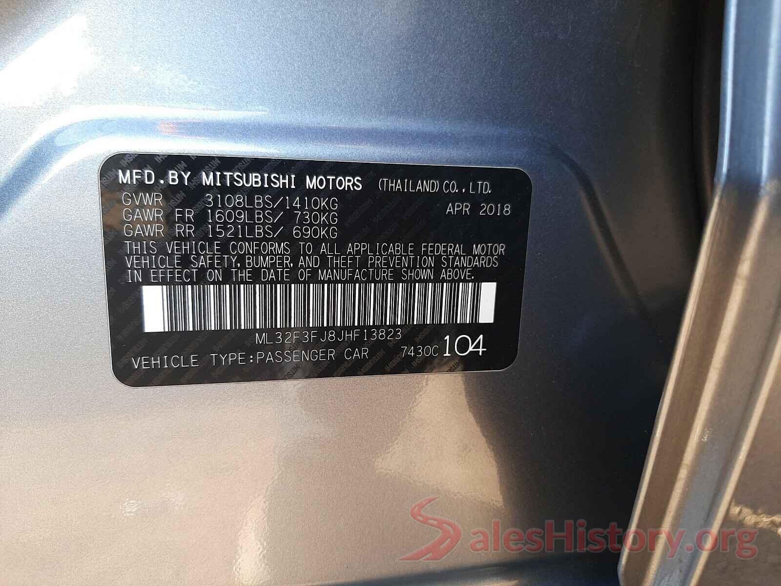 ML32F3FJ8JHF13823 2018 MITSUBISHI MIRAGE