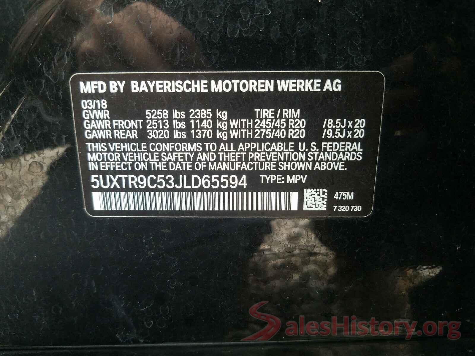 5UXTR9C53JLD65594 2018 BMW X3