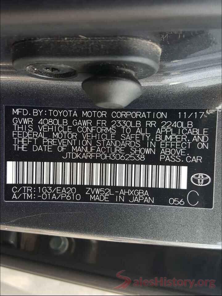 JTDKARFP0H3062538 2017 TOYOTA PRIUS