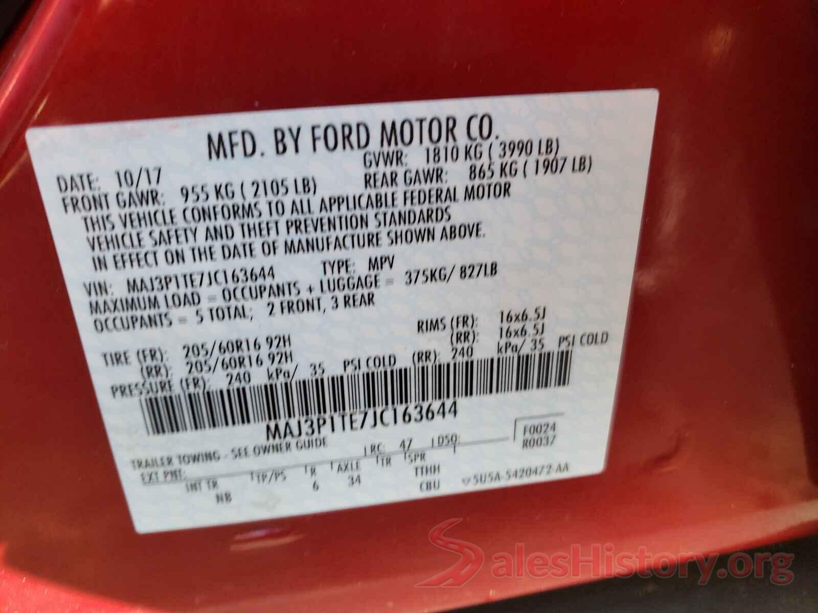 MAJ3P1TE7JC163644 2018 FORD ALL OTHER