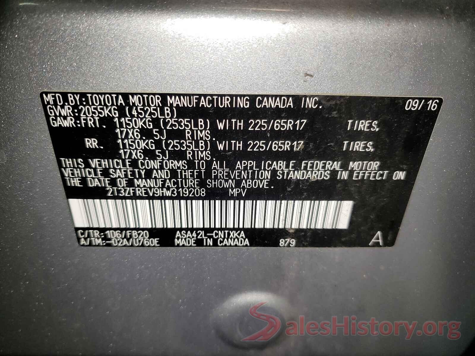 2T3ZFREV9HW319208 2017 TOYOTA RAV4