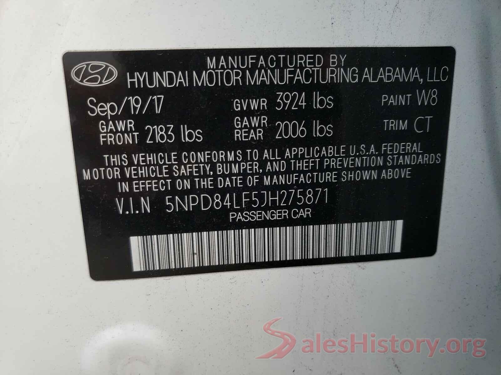 5NPD84LF5JH275871 2018 HYUNDAI ELANTRA