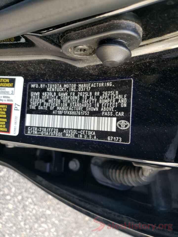 4T1BF1FK6HU761752 2017 TOYOTA CAMRY