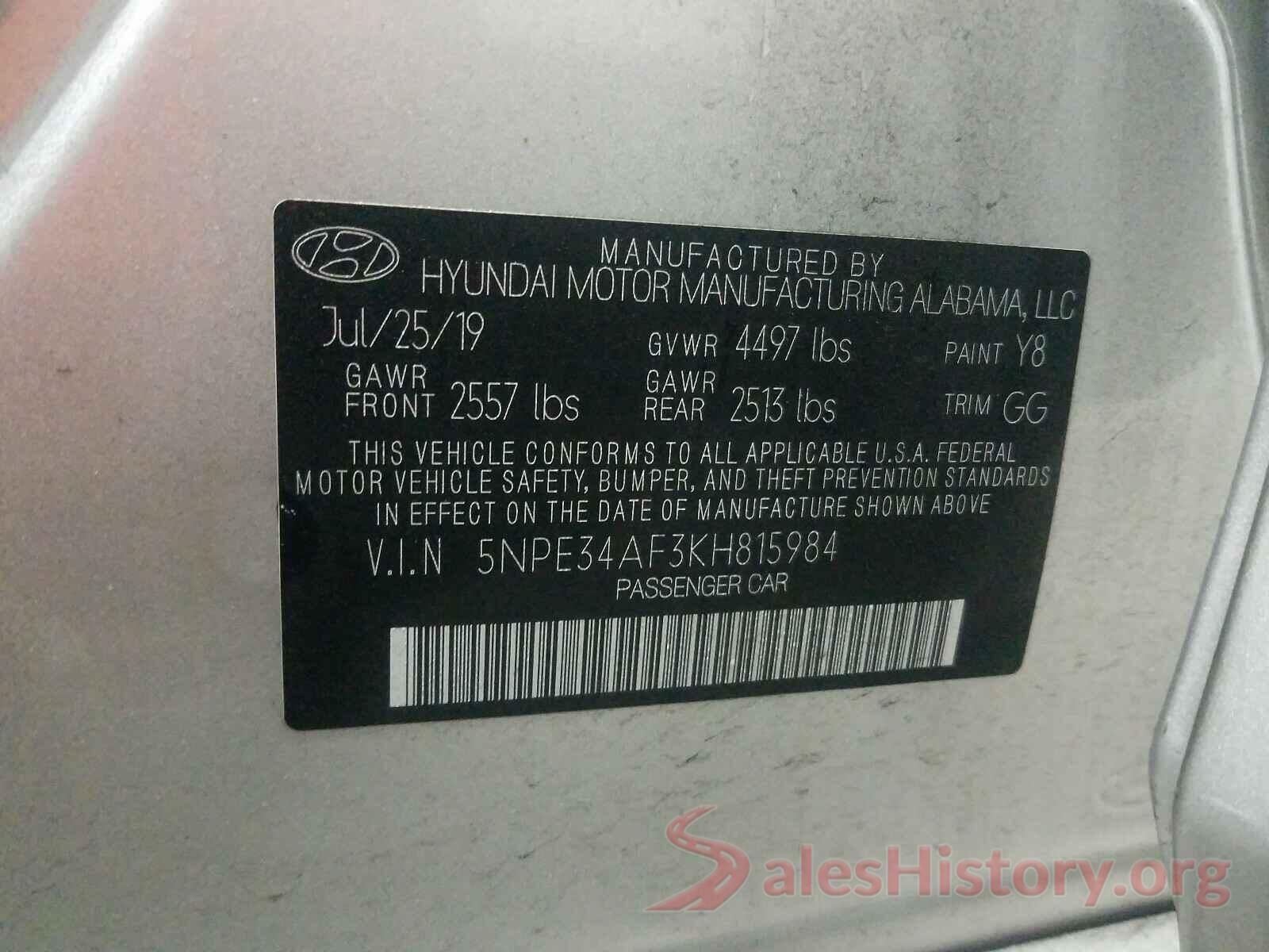 5NPE34AF3KH815984 2019 HYUNDAI SONATA