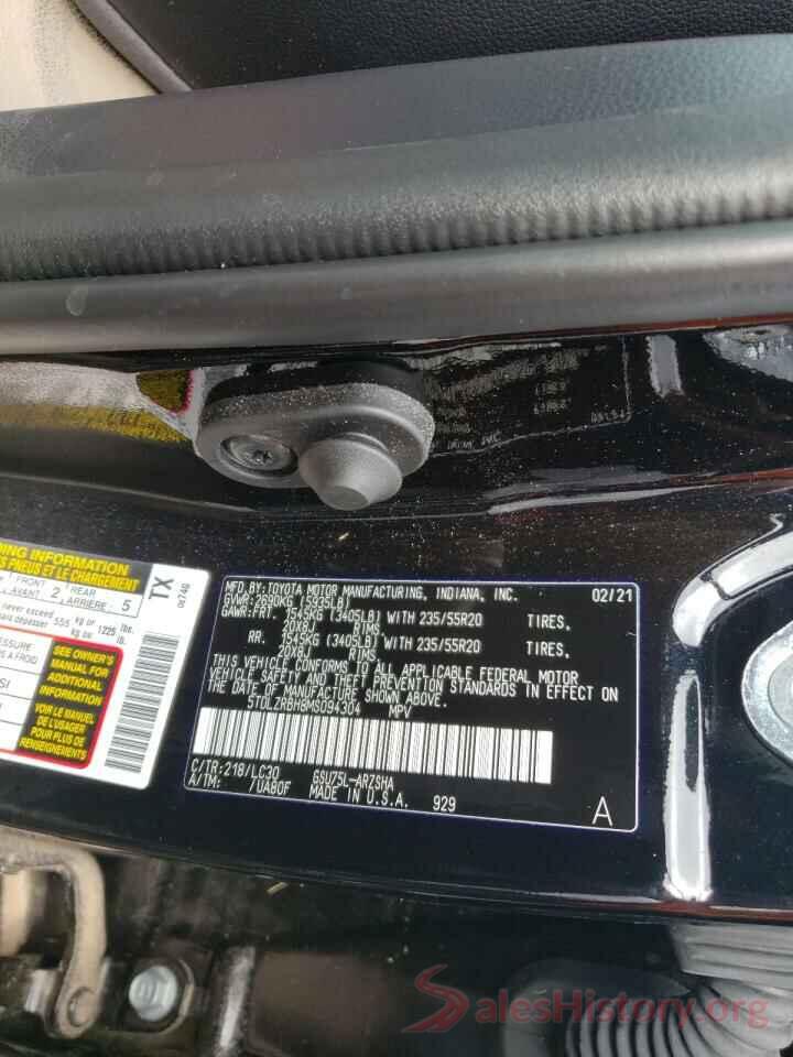 5TDLZRBH8MS094304 2021 TOYOTA HIGHLANDER