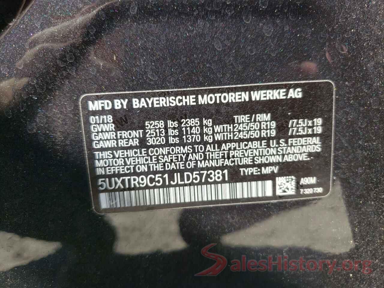 5UXTR9C51JLD57381 2018 BMW X3