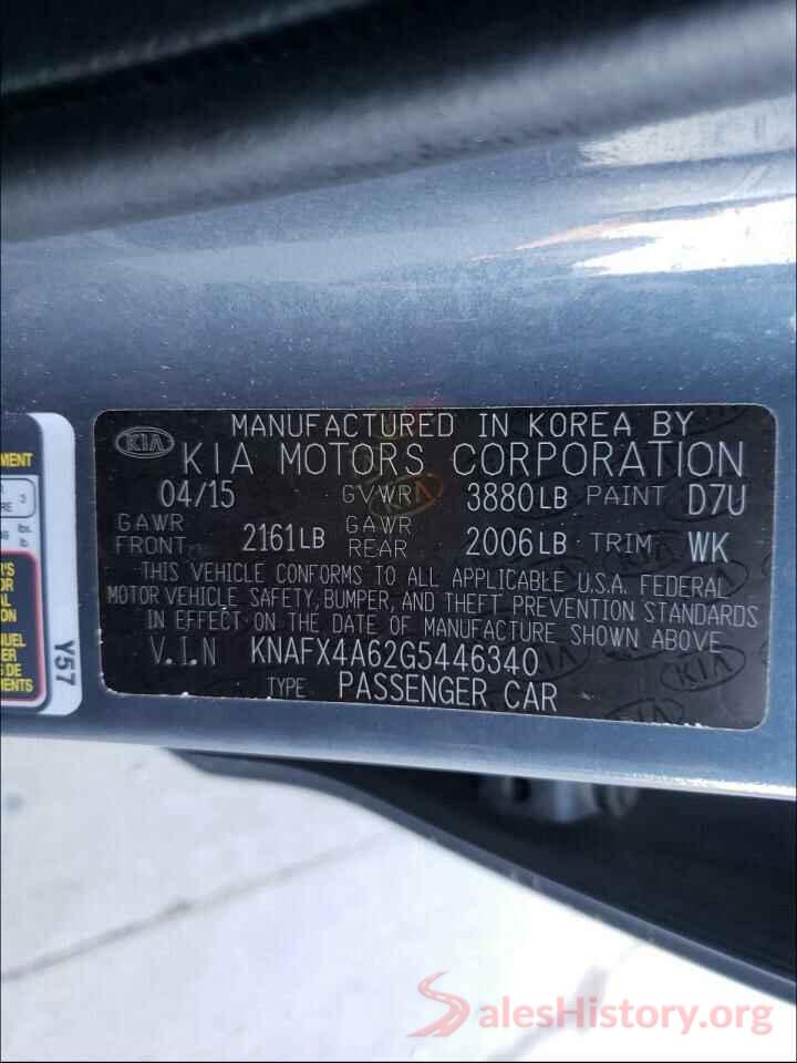 KNAFX4A62G5446340 2016 KIA FORTE