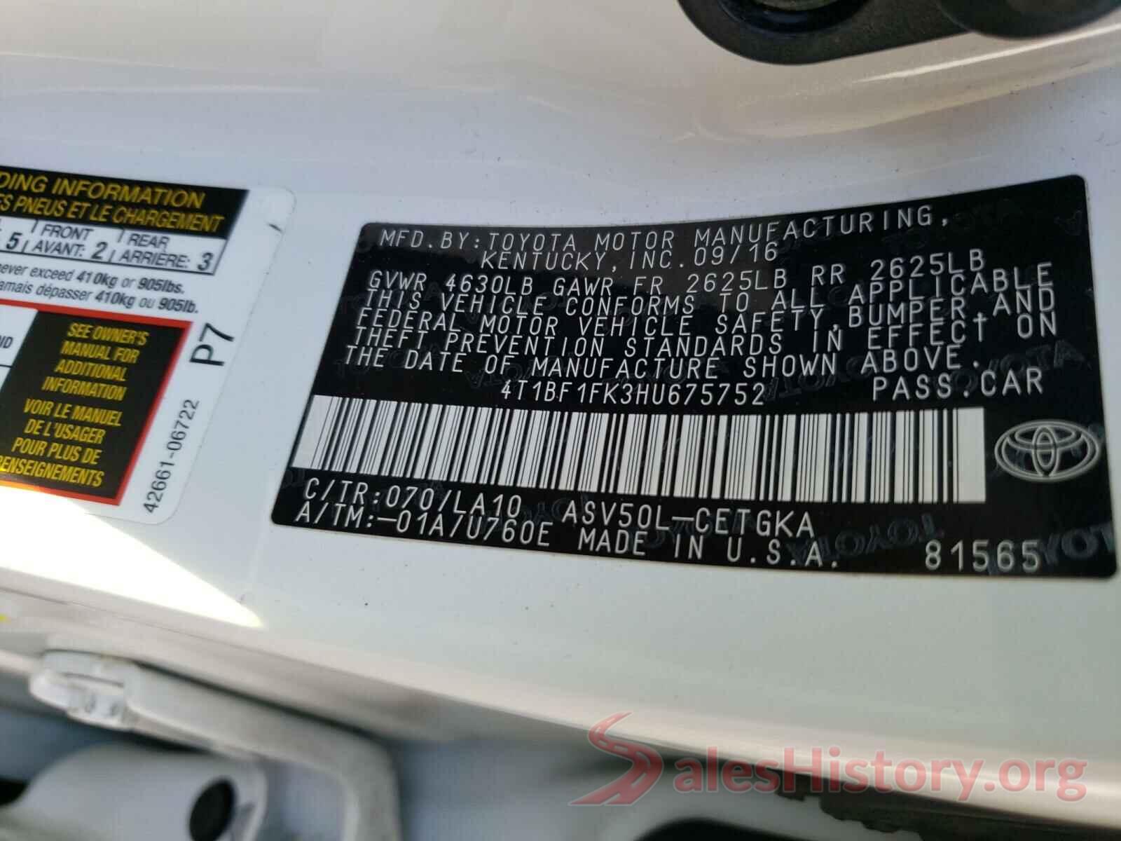 4T1BF1FK3HU675752 2017 TOYOTA CAMRY