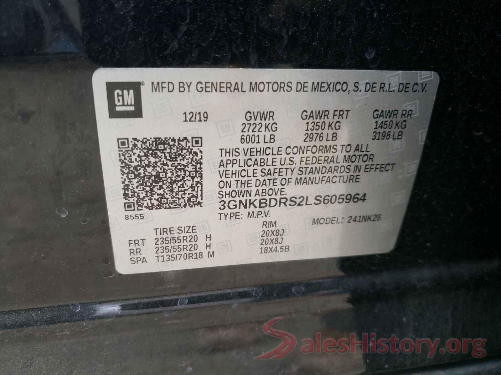 3GNKBDRS2LS605964 2020 CHEVROLET BLAZER