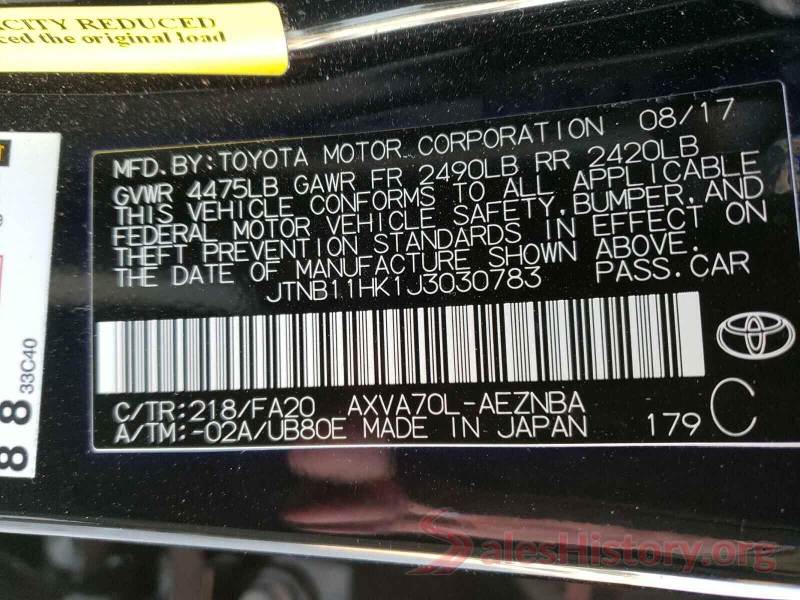 JTNB11HK1J3030783 2018 TOYOTA CAMRY