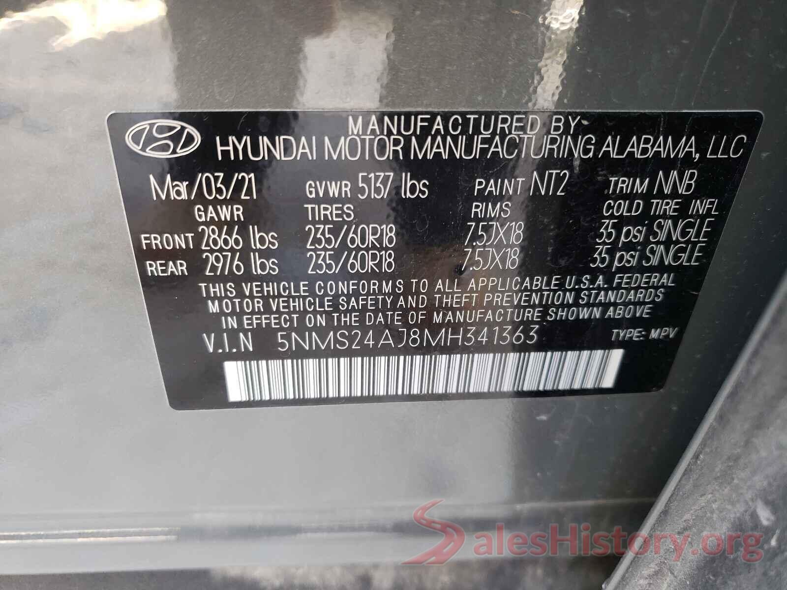 5NMS24AJ8MH341363 2021 HYUNDAI SANTA FE