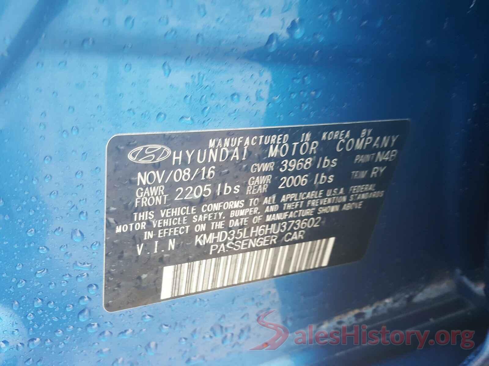 KMHD35LH6HU373602 2017 HYUNDAI ELANTRA