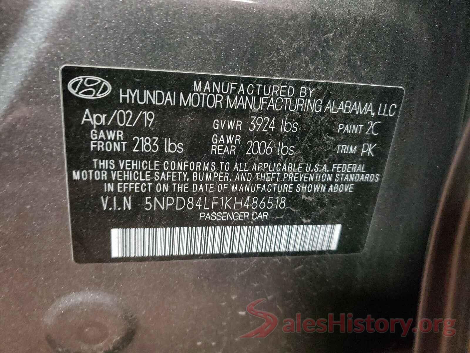 5NPD84LF1KH486518 2019 HYUNDAI ELANTRA