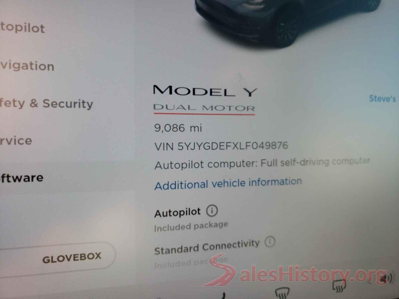 5YJYGDEFXLF049876 2020 TESLA MODEL Y