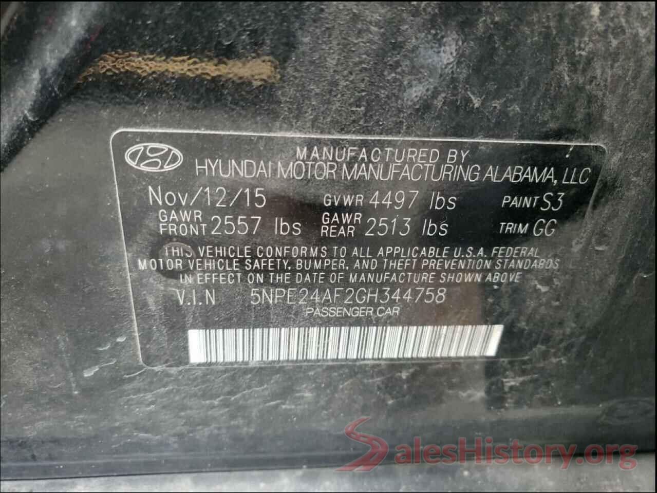 5NPE24AF2GH344758 2016 HYUNDAI SONATA