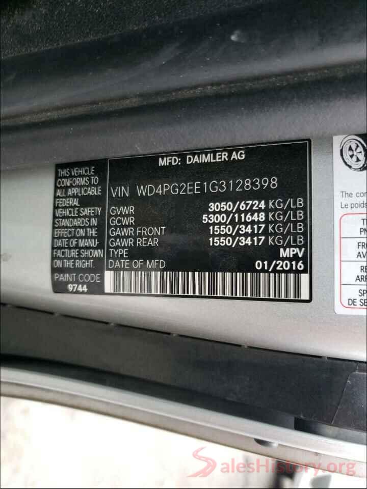 WD4PG2EE1G3128398 2016 MERCEDES-BENZ ALL OTHER