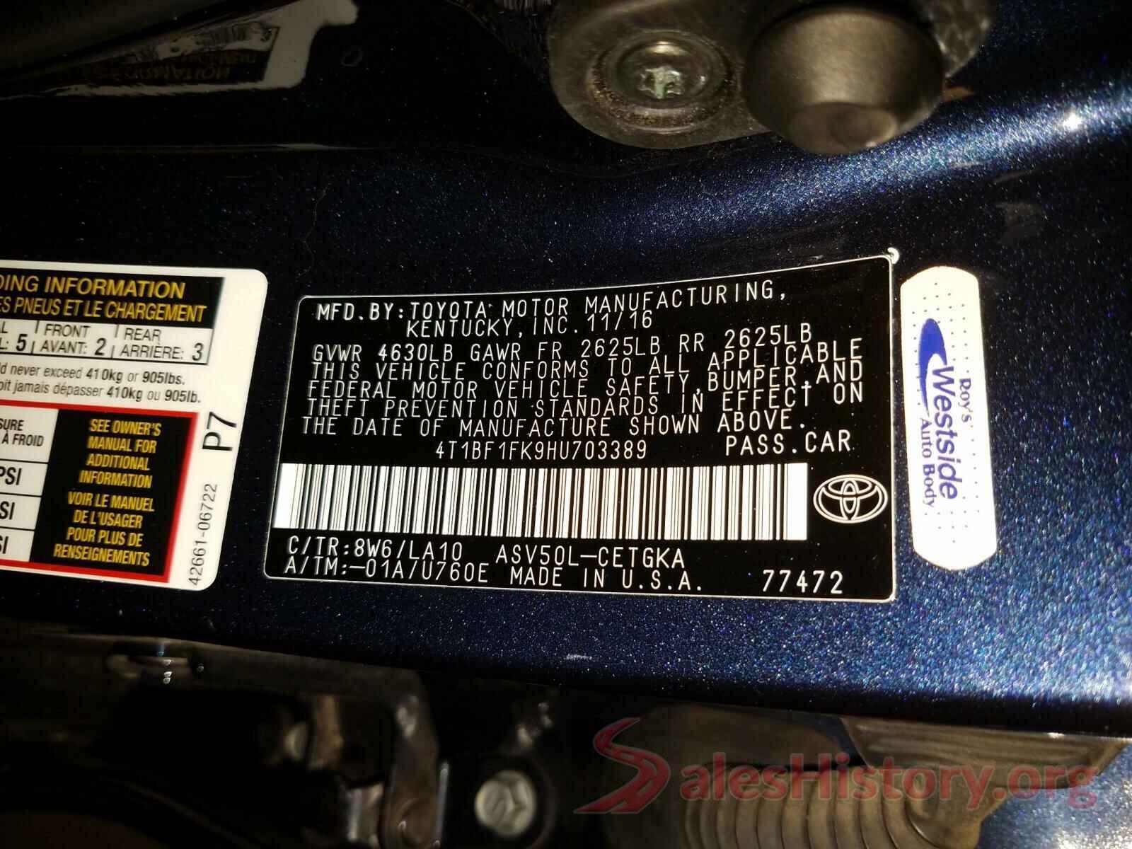 4T1BF1FK9HU703389 2017 TOYOTA CAMRY