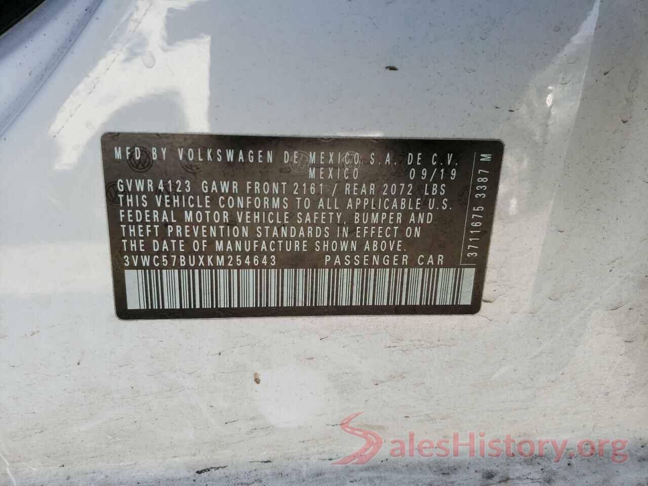 3VWC57BUXKM254643 2019 VOLKSWAGEN JETTA