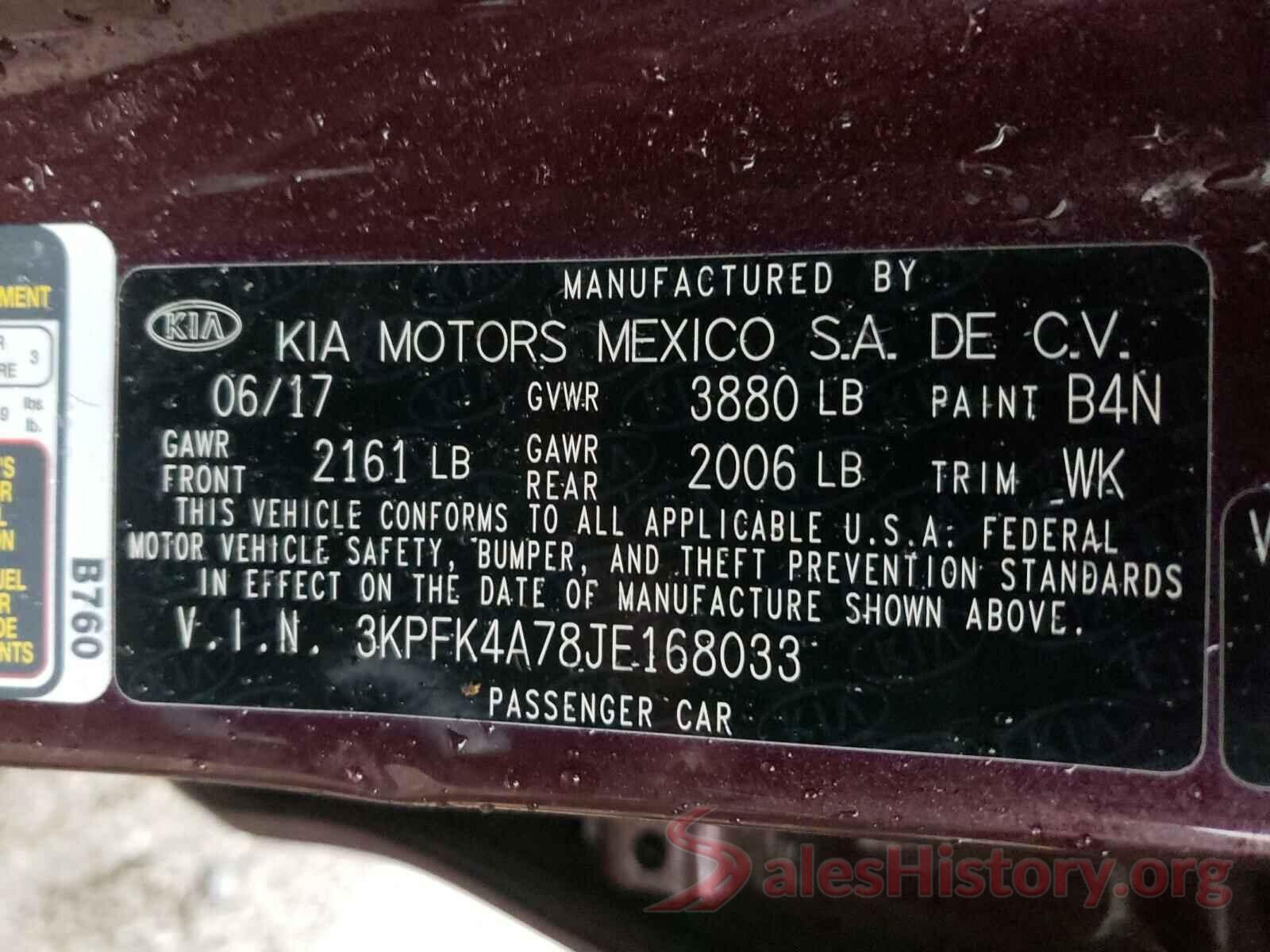 3KPFK4A78JE168033 2018 KIA FORTE