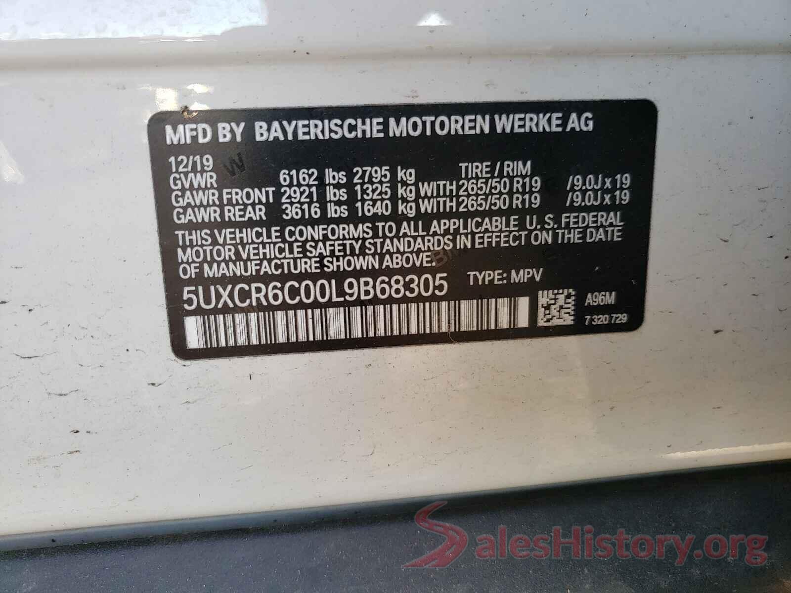 5UXCR6C00L9B68305 2020 BMW X5