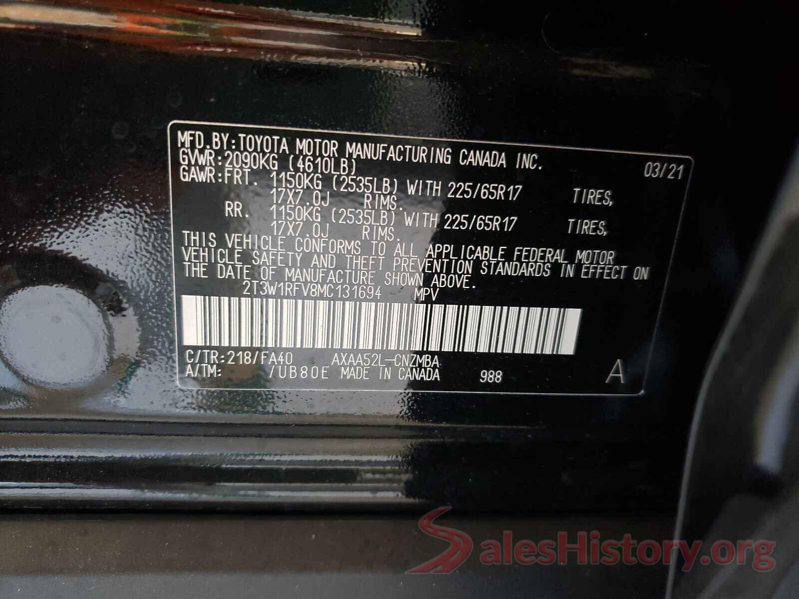 2T3W1RFV8MC131694 2021 TOYOTA RAV4