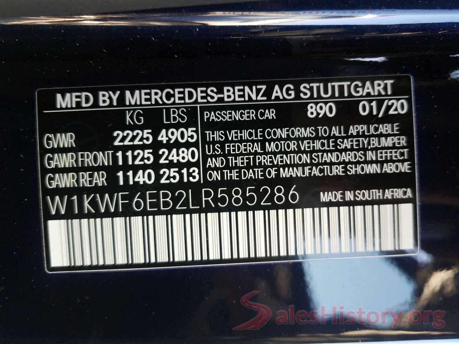 W1KWF6EB2LR585286 2020 MERCEDES-BENZ C CLASS