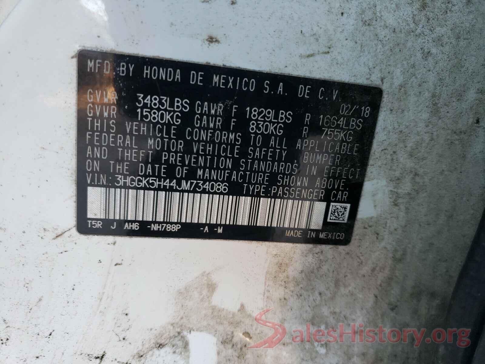 3HGGK5H44JM734086 2018 HONDA FIT