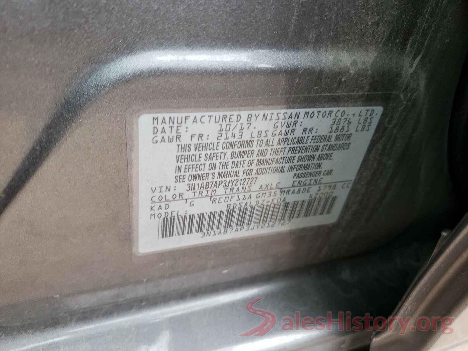 3N1AB7AP3JY212727 2018 NISSAN SENTRA