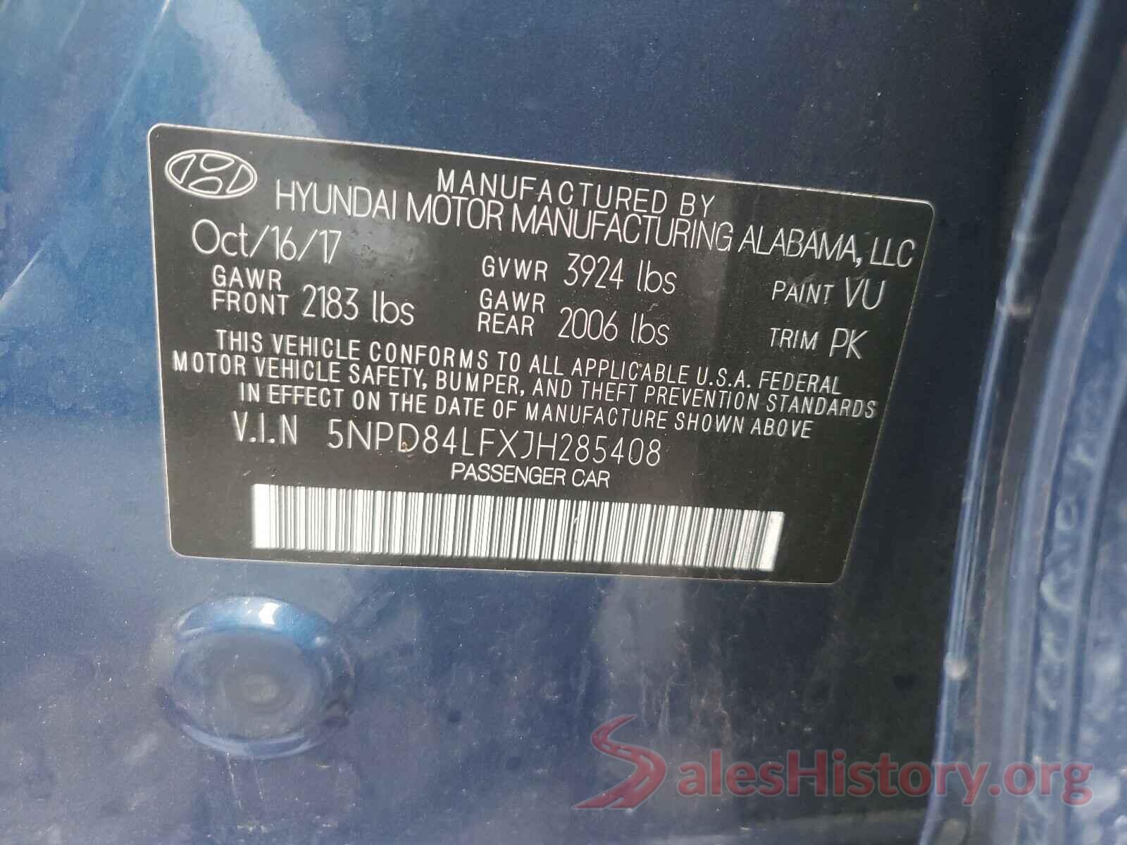 5NPD84LFXJH285408 2018 HYUNDAI ELANTRA