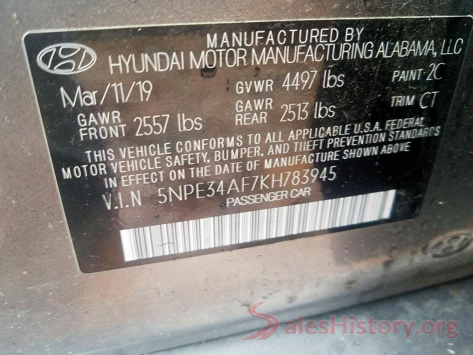 5NPE34AF7KH783945 2019 HYUNDAI SONATA