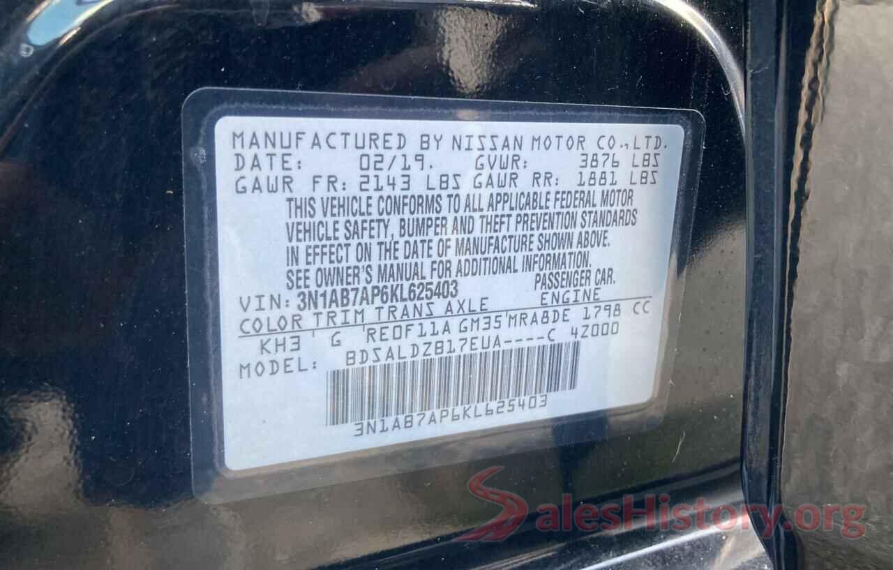 3N1AB7AP6KL625403 2019 NISSAN SENTRA