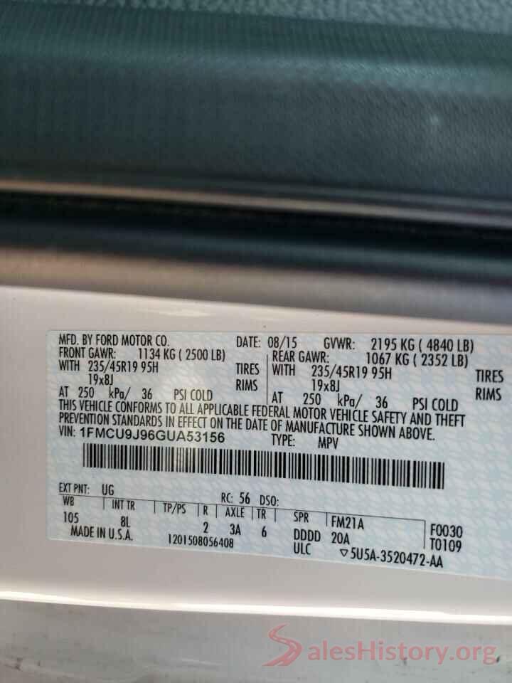 1FMCU9J96GUA53156 2016 FORD ESCAPE