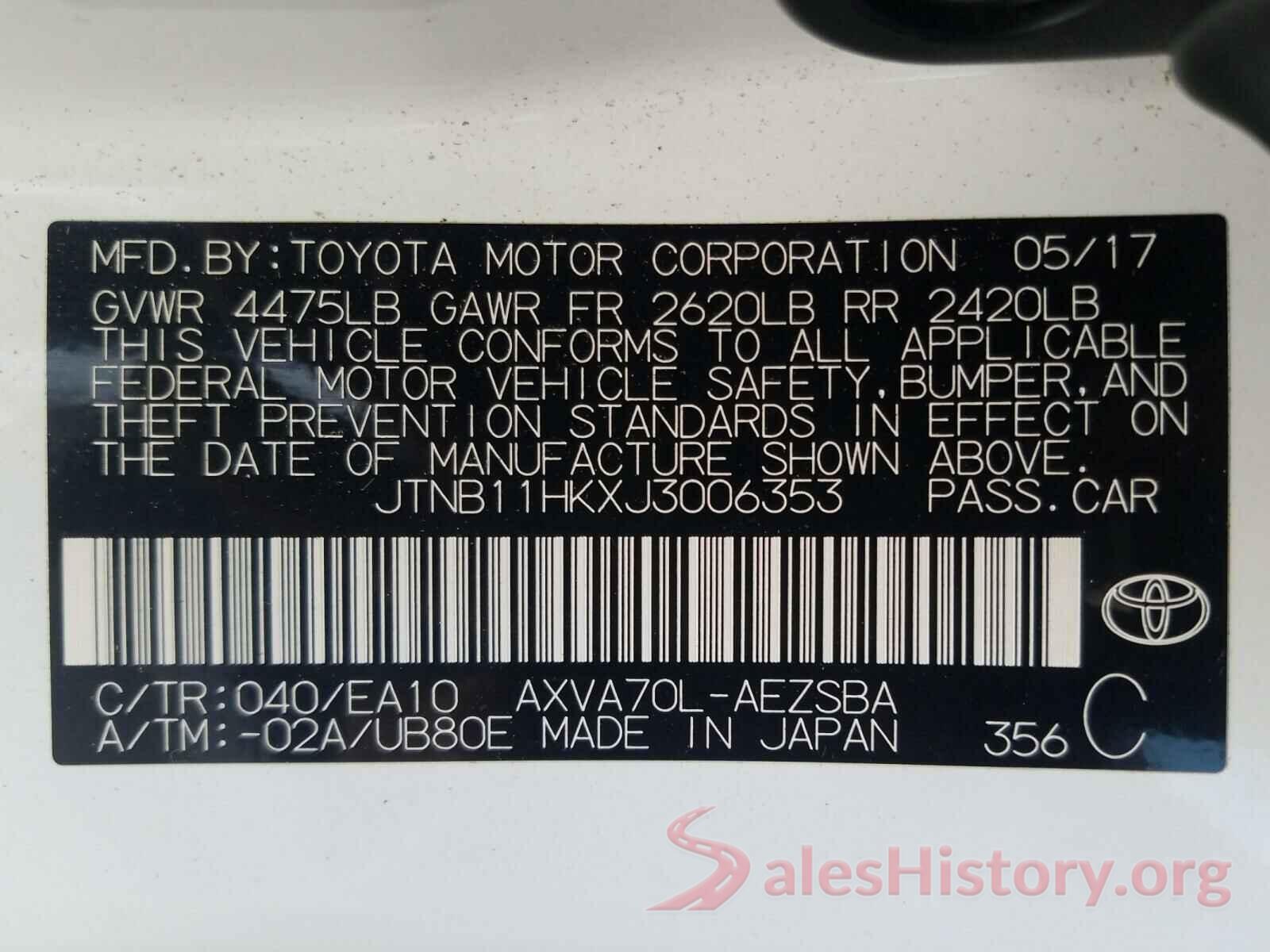 JTNB11HKXJ3006353 2018 TOYOTA CAMRY