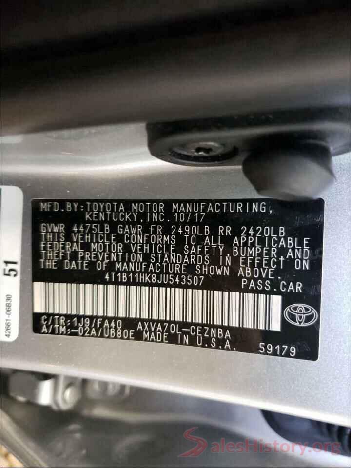 4T1B11HK8JU543507 2018 TOYOTA CAMRY