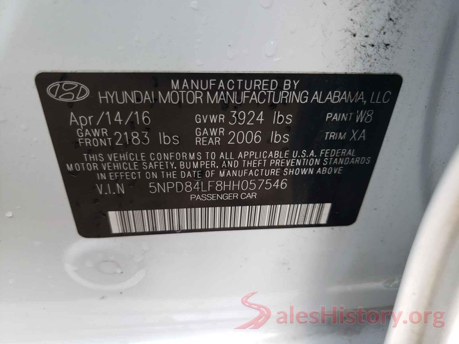 5NPD84LF8HH057546 2017 HYUNDAI ELANTRA