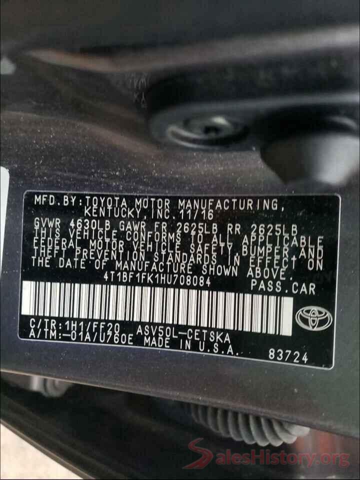 4T1BF1FK1HU708084 2017 TOYOTA CAMRY