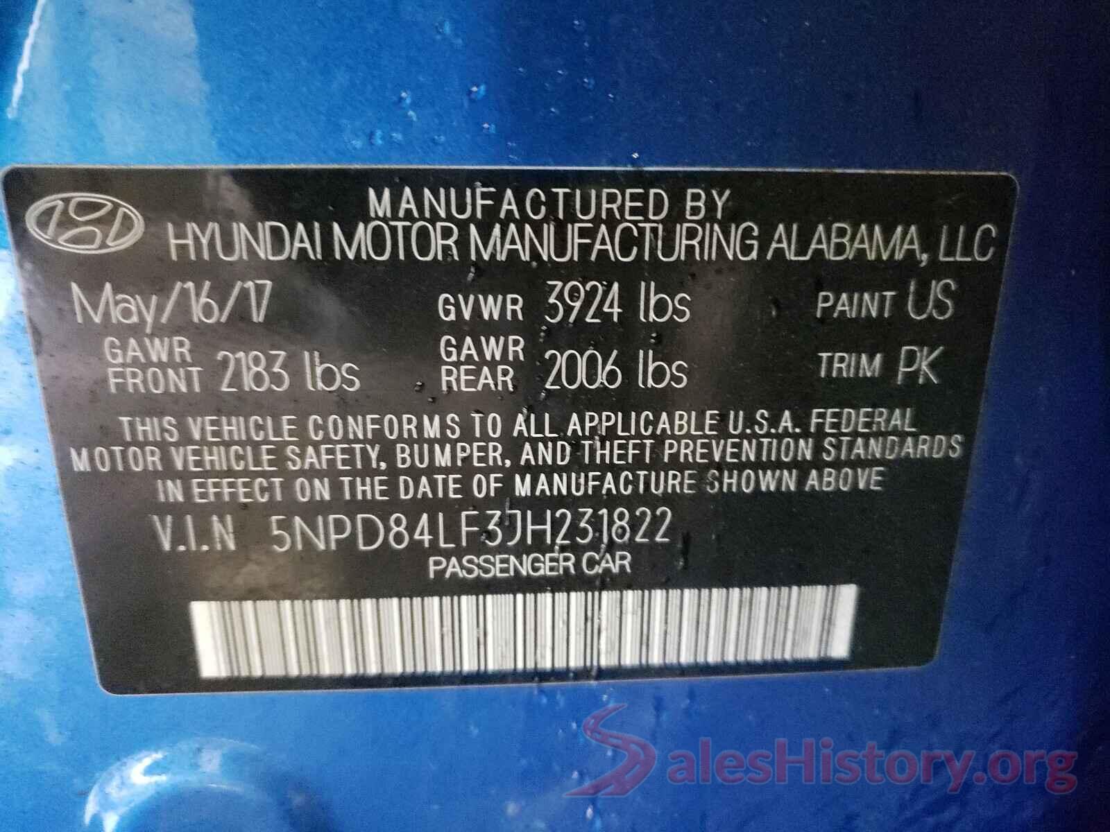 5NPD84LF3JH231822 2018 HYUNDAI ELANTRA