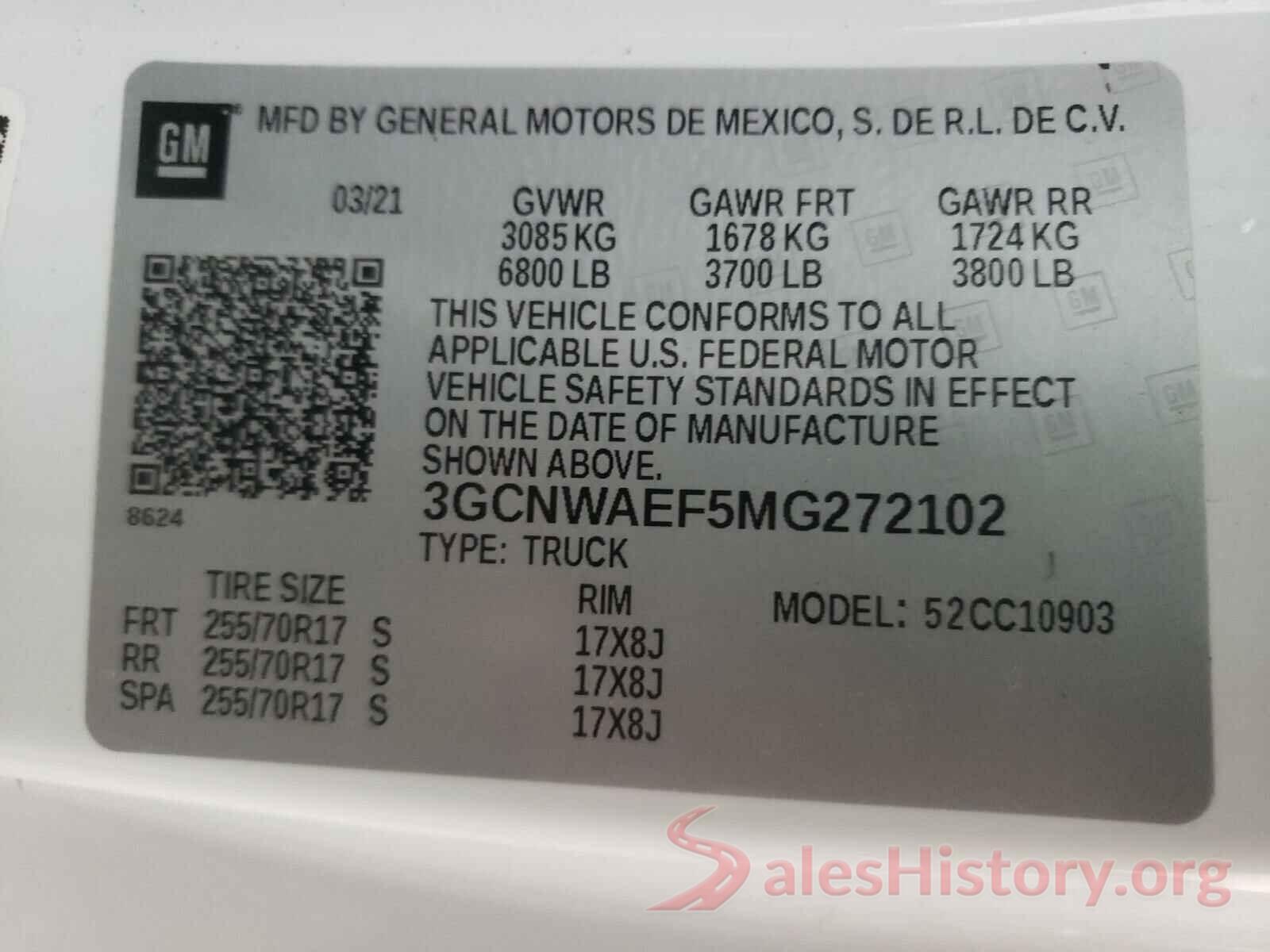 3GCNWAEF5MG272102 2021 CHEVROLET SILVERADO