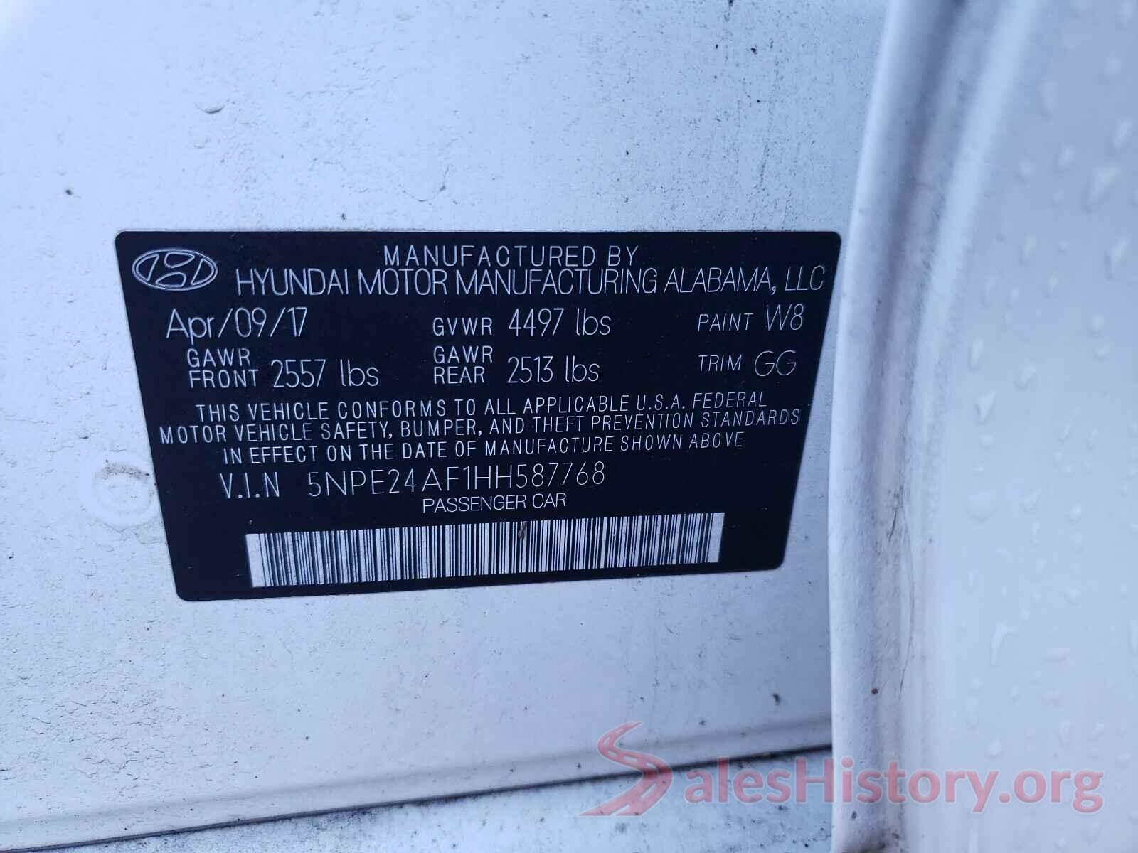 5NPE24AF1HH587768 2017 HYUNDAI SONATA