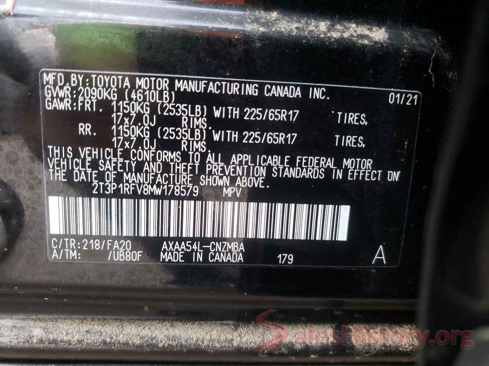 2T3P1RFV8MW178579 2021 TOYOTA RAV4