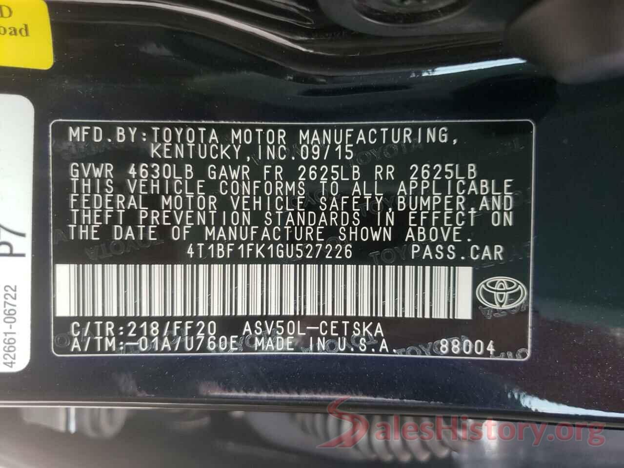 4T1BF1FK1GU527226 2016 TOYOTA CAMRY