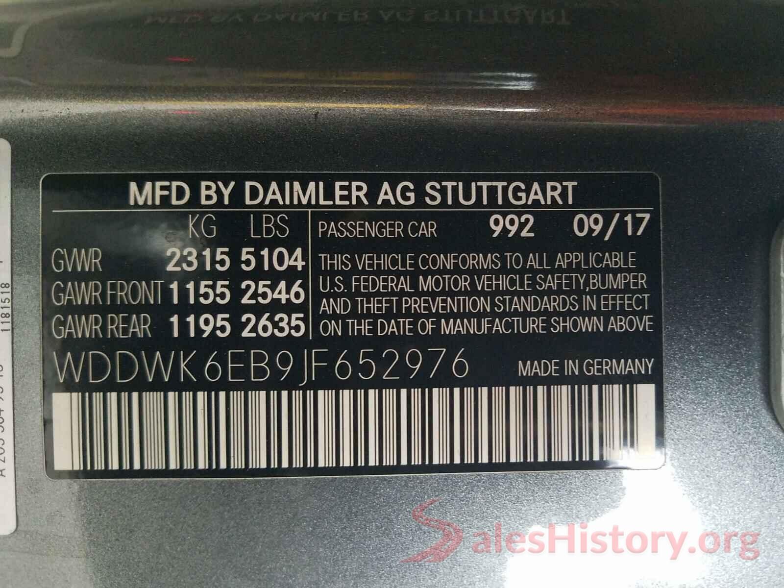 WDDWK6EB9JF652976 2018 MERCEDES-BENZ C CLASS