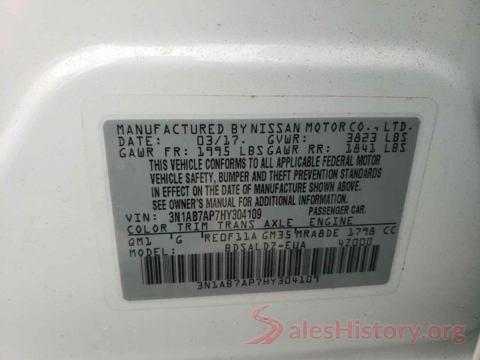 3N1AB7AP7HY304109 2017 NISSAN SENTRA