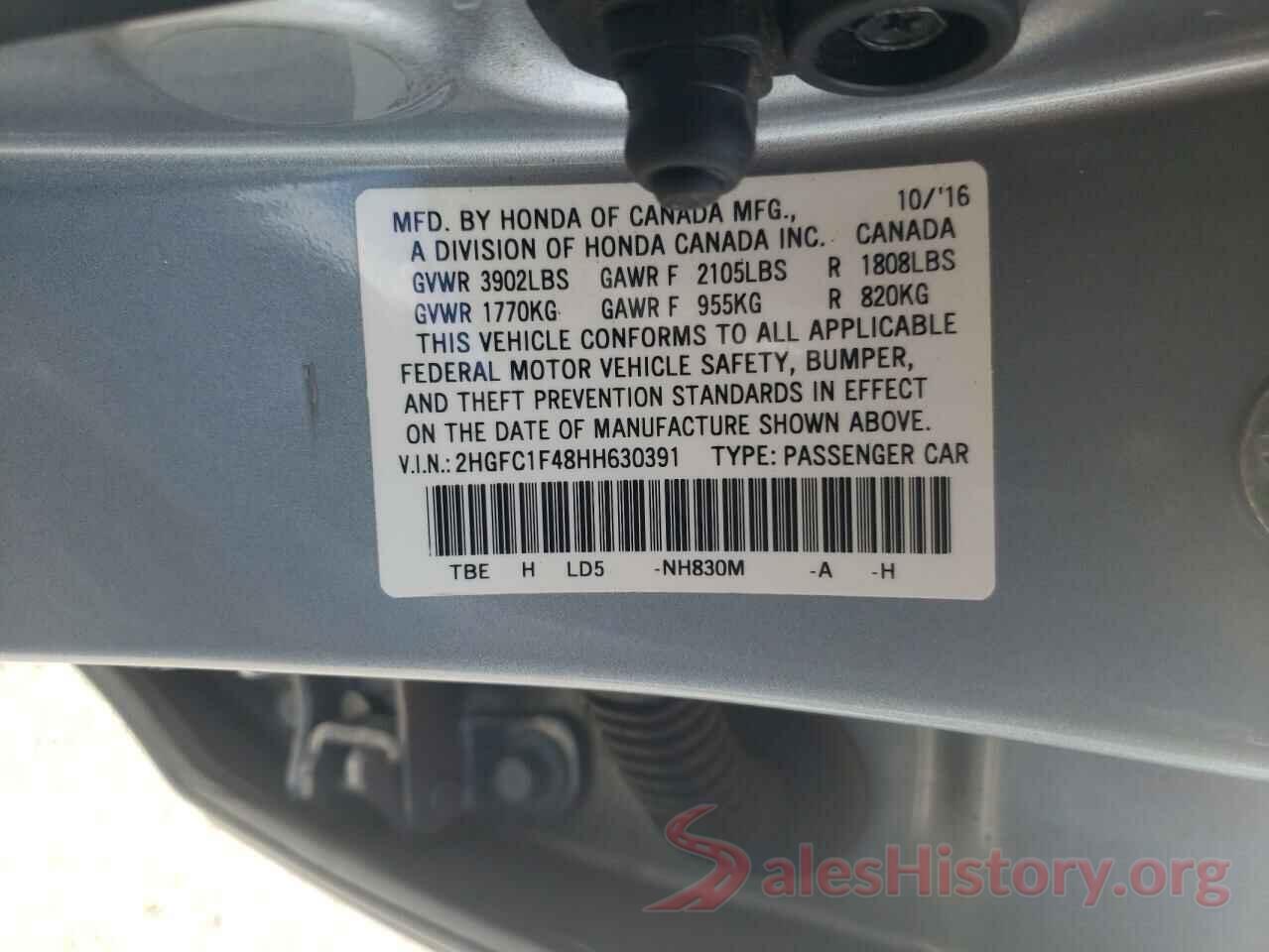 2HGFC1F48HH630391 2017 HONDA CIVIC