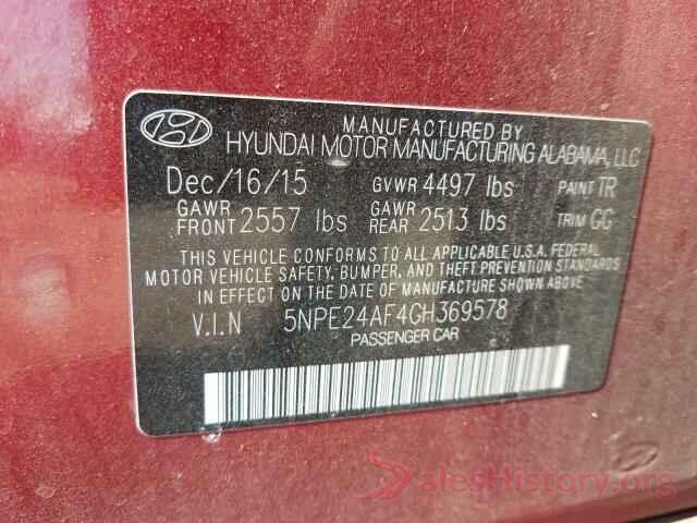 5NPE24AF4GH369578 2016 HYUNDAI SONATA